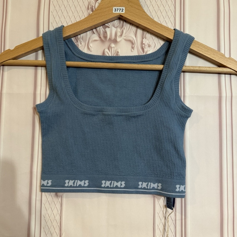 Skims Seamless Rib Intimates Scoop Bralette Arctic (blue) Size XXS NWT Stretchy